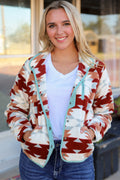 Aztec Buttoned Fleece Jacket