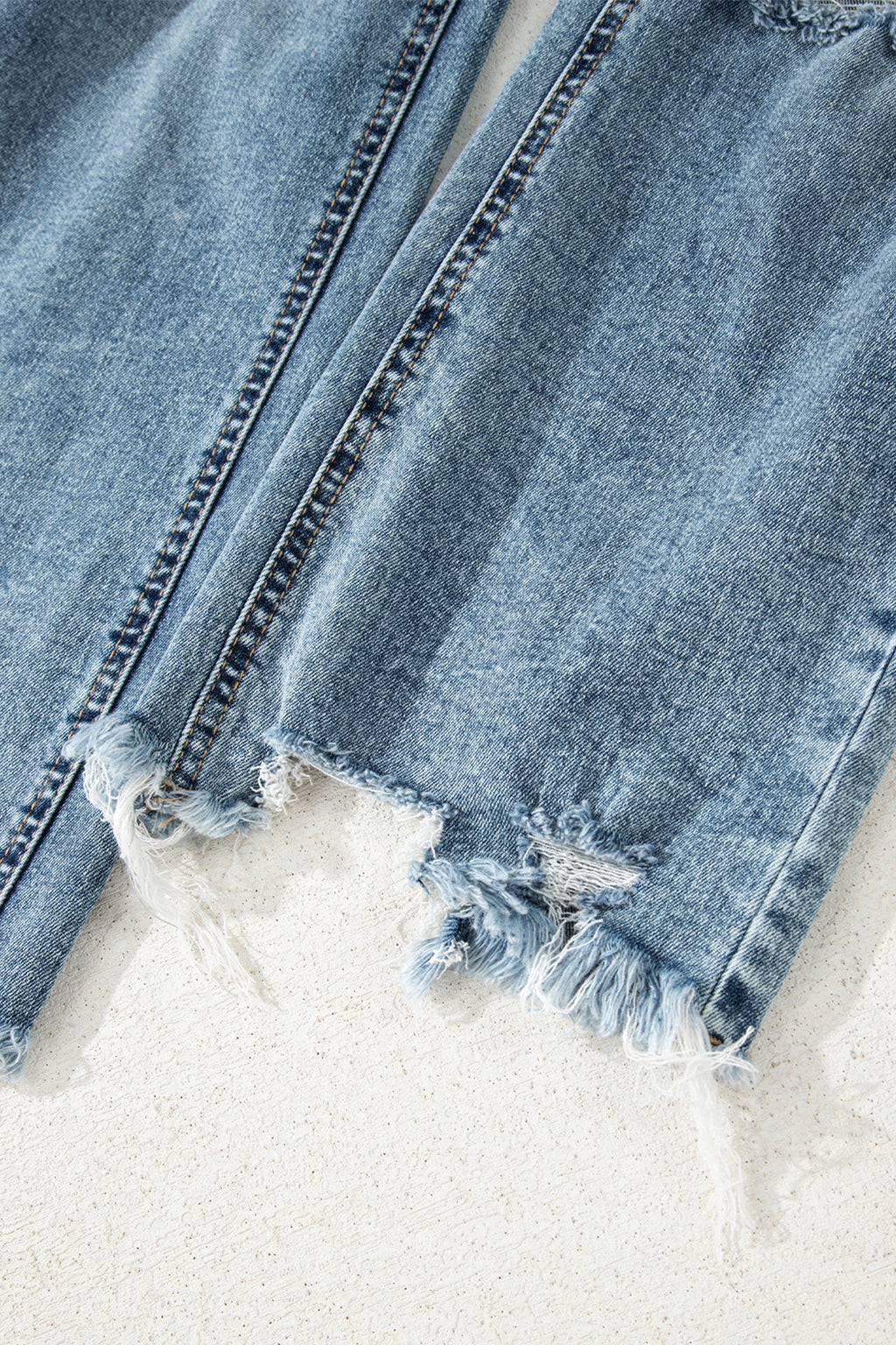 Raw Hem Ripped Flare Jeans