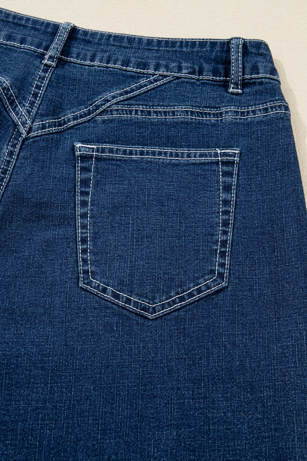 Stitched Waist Detail Loose Cuffed Jeans