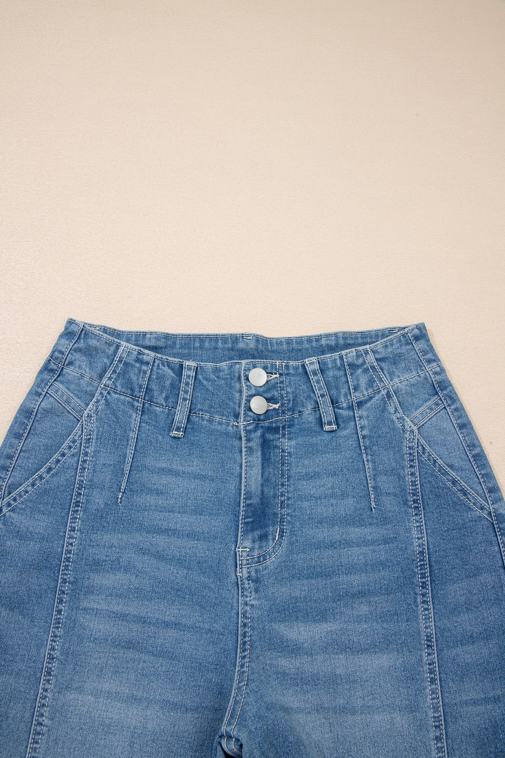 Medium Wash Cuffed Barrel Jeans