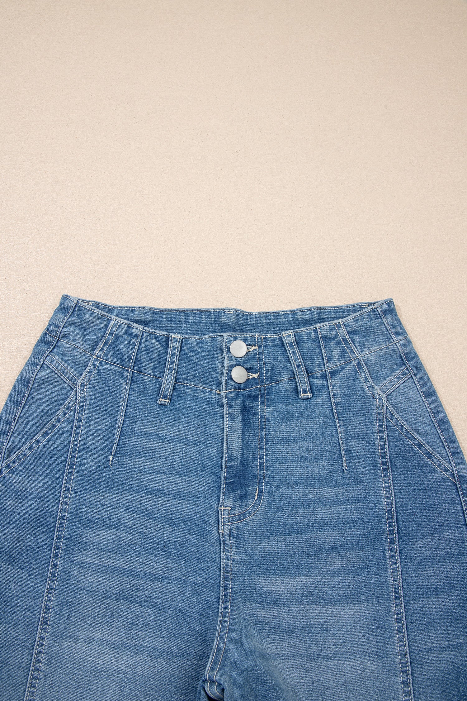Medium Wash Cuffed Barrel Jeans