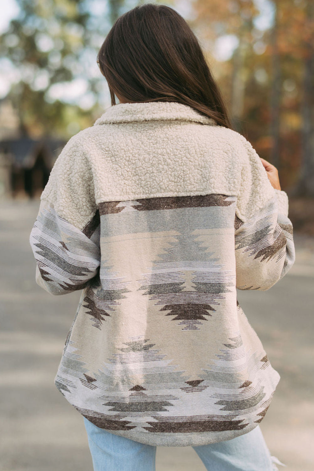 Pink Western Aztec Print Sherpa Jacket