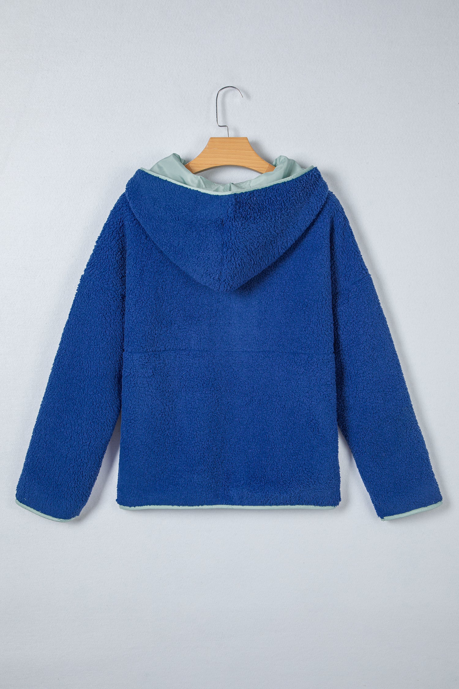 Blue Sherpa Half Zip Pullover Hoodie