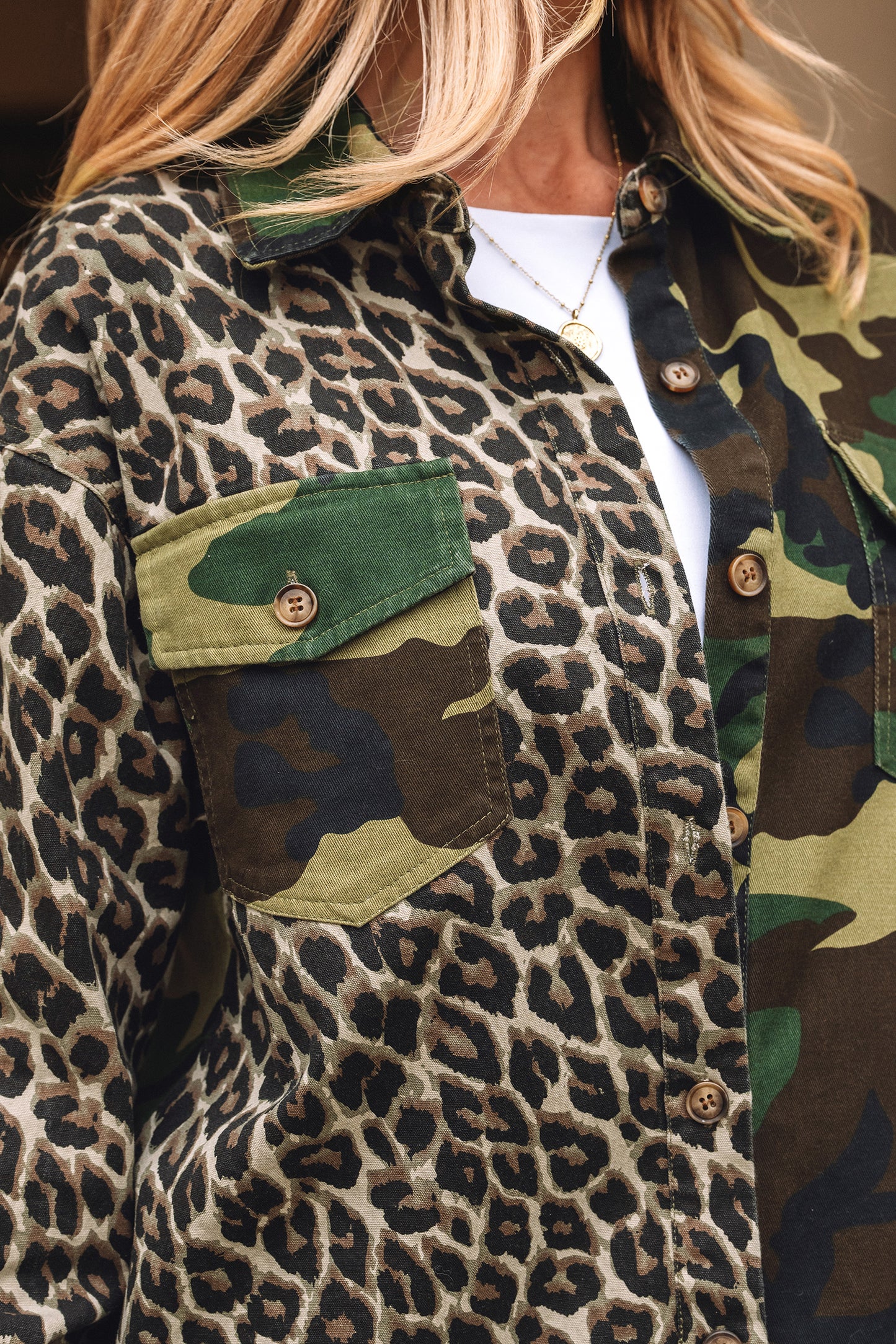 Leopard Camo Patchwork Oversize Shacket