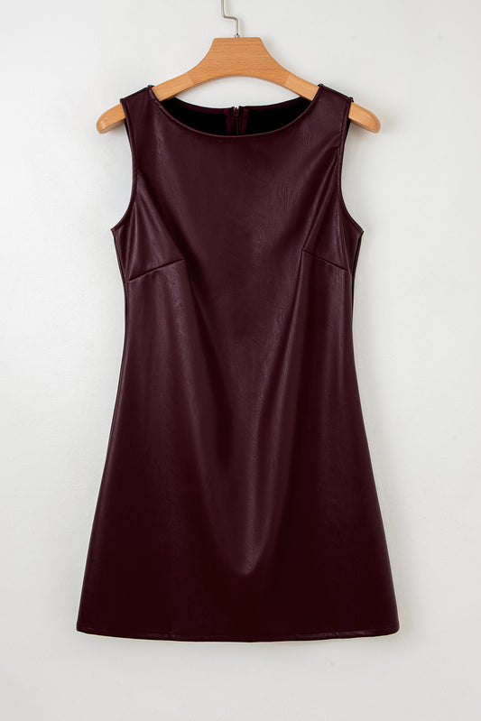Wild Ginger Faux Leather Sleeveless Mini Dress