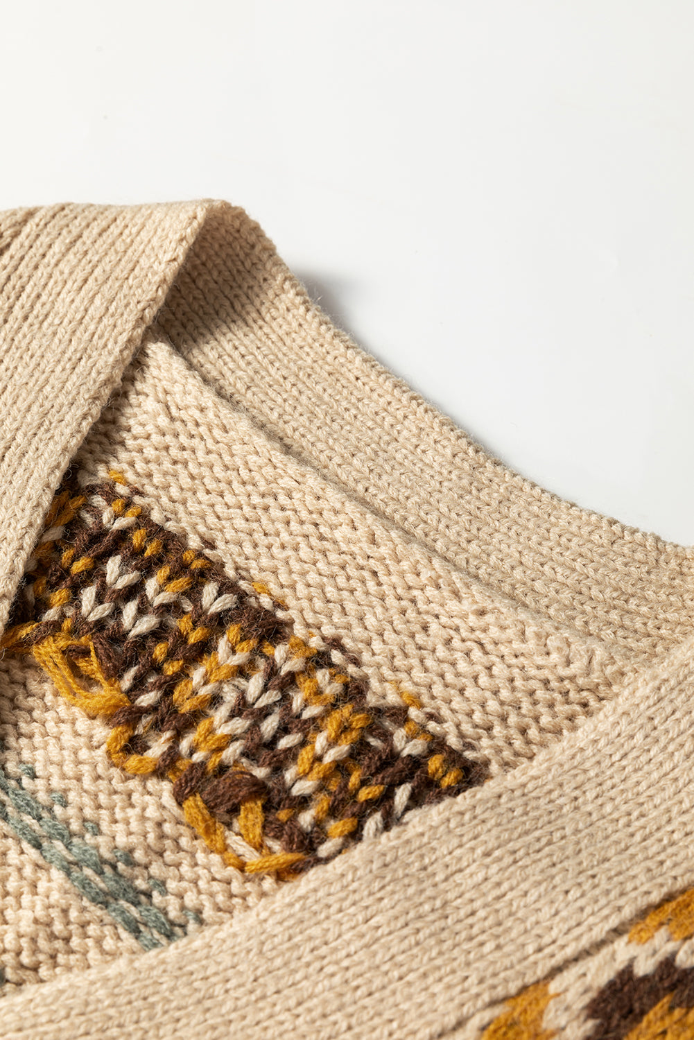 Khaki Knitted Button Cardigan Sweater
