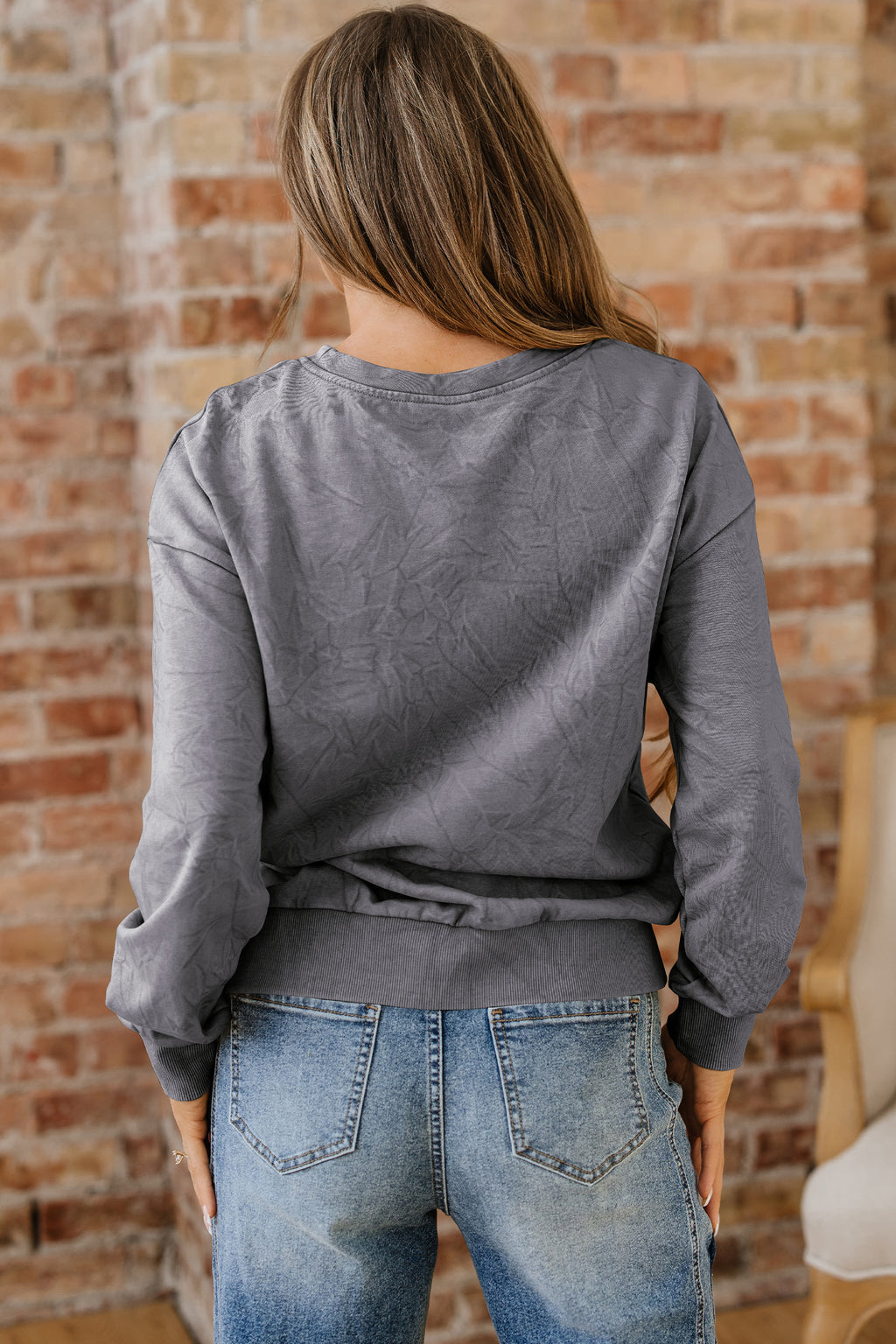 Saved By Grace Embroidered Mineral Wash Sweatshirt