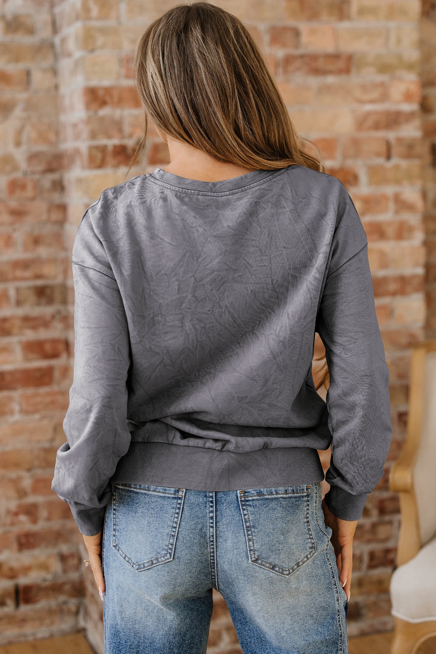 Saved By Grace Embroidered Mineral Wash Sweatshirt