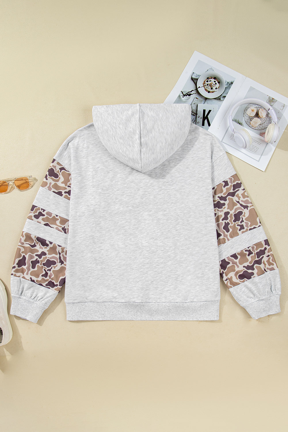 Camouflage Asymmetric Sleeve Plus Size Hoodie