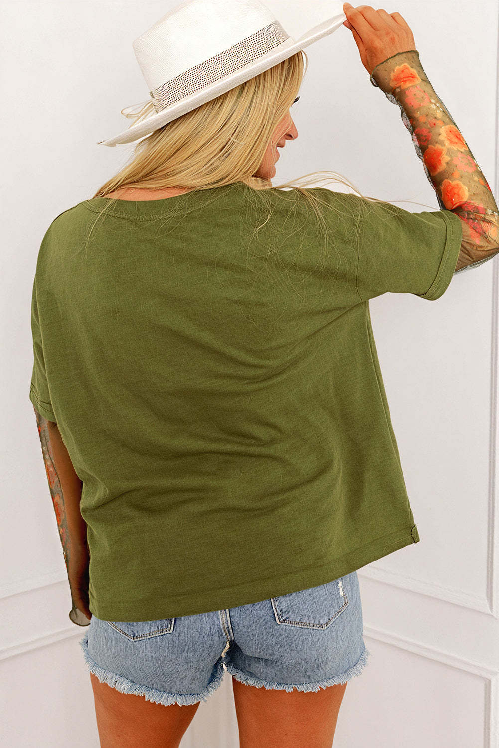 Two Piece Floral Long Sleeve Patchwork Tee