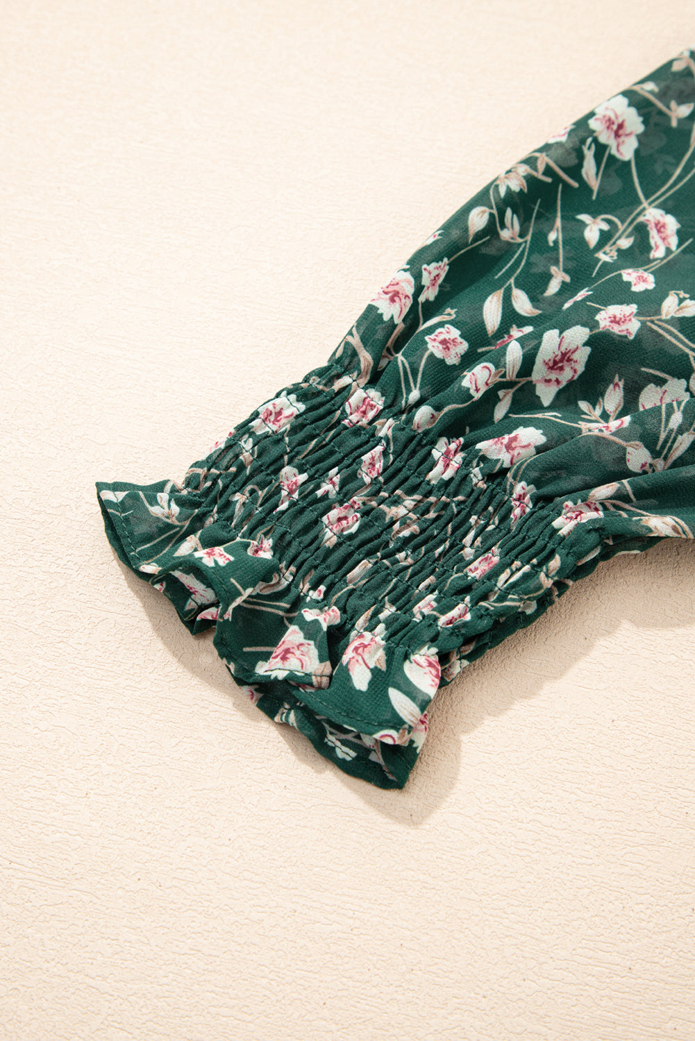 Green Short Sleeve Floral Dress