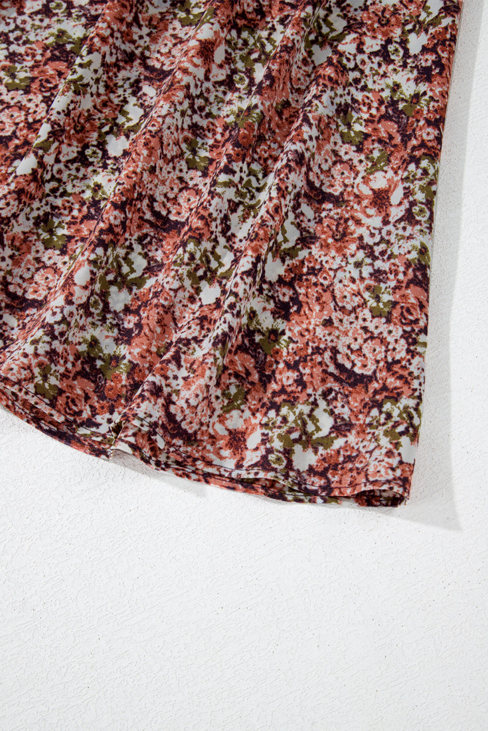 Floral Print Frilled V Neck Midi Dress