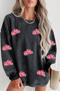 Glittery Cowboy Hat Patched Pullover Sweatshirt