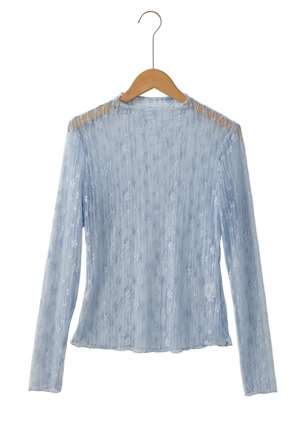 Sheer Floral Lace Long Sleeve Top