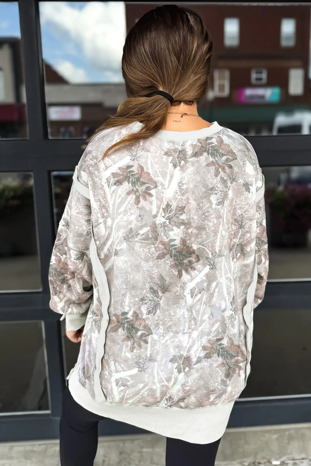 Camo Print Baggy Slit Sweatshirt