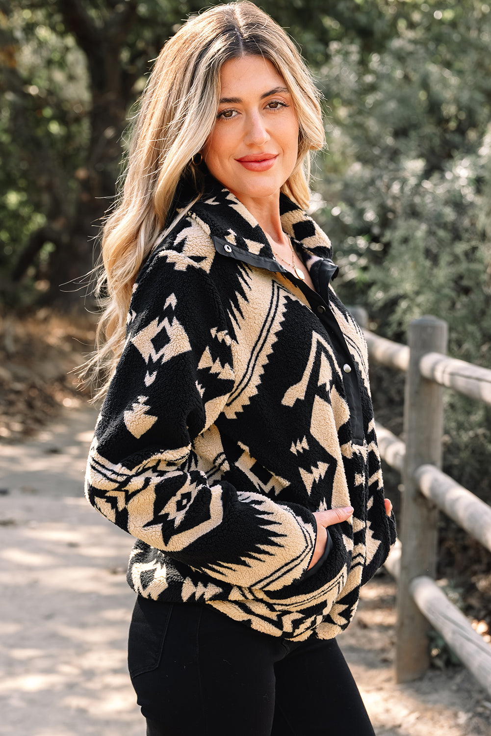 Western Aztec Half Zip Plush Sweatshirt