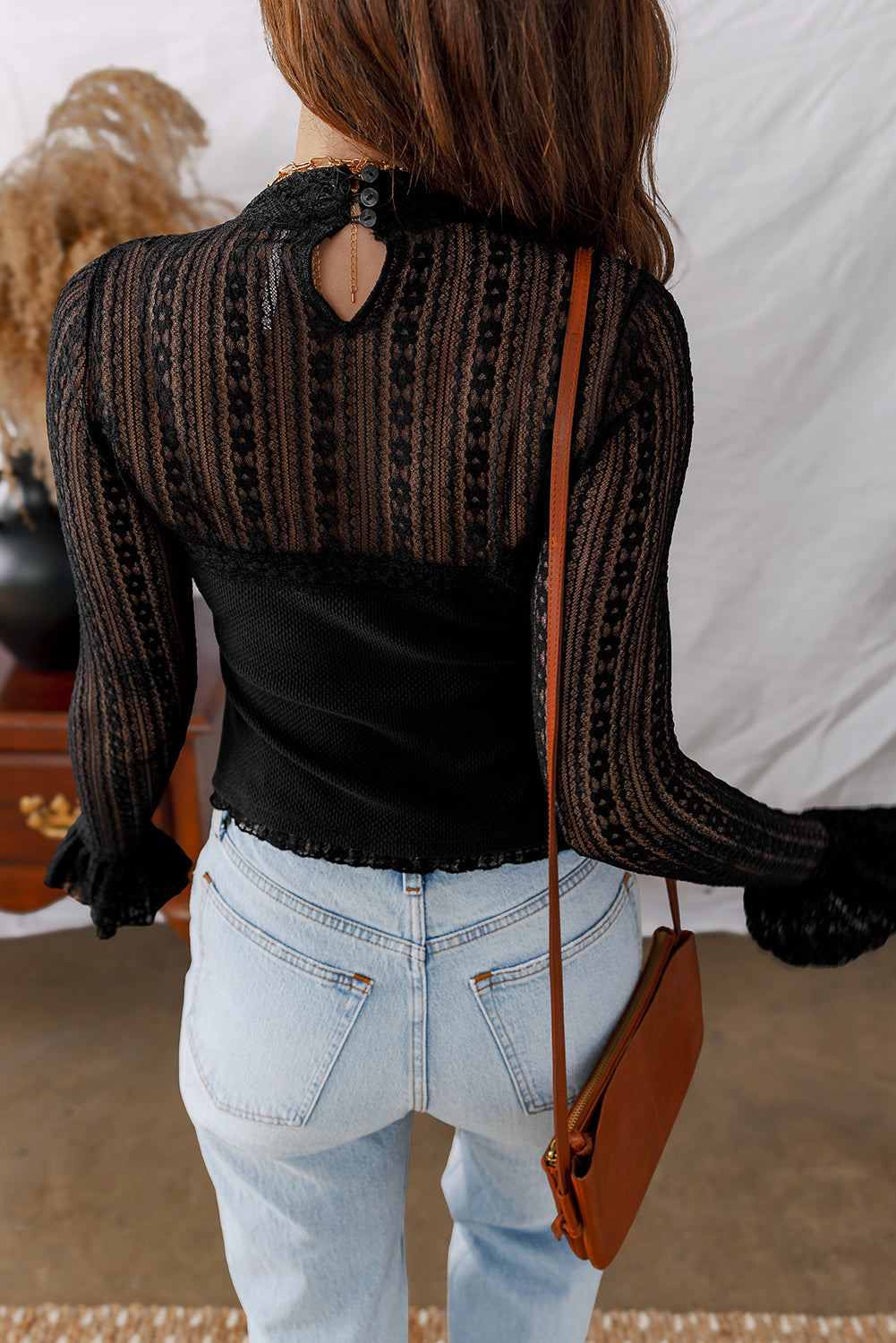 Lace Long Sleeve Slim Fit Top
