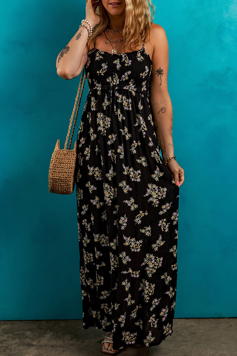Floral Spaghetti Strap Maxi Dress