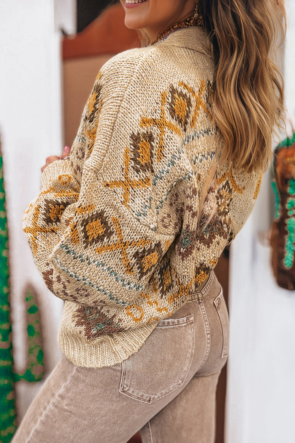 Khaki Knitted Button Cardigan Sweater