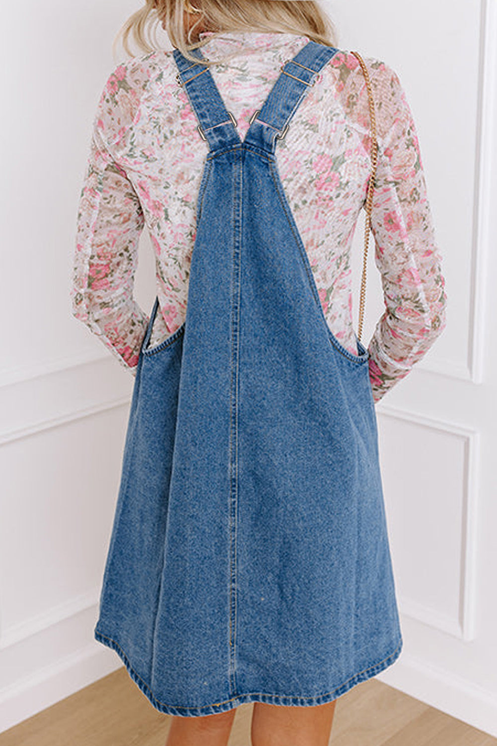 Front Pocketed Denim Mini Dress