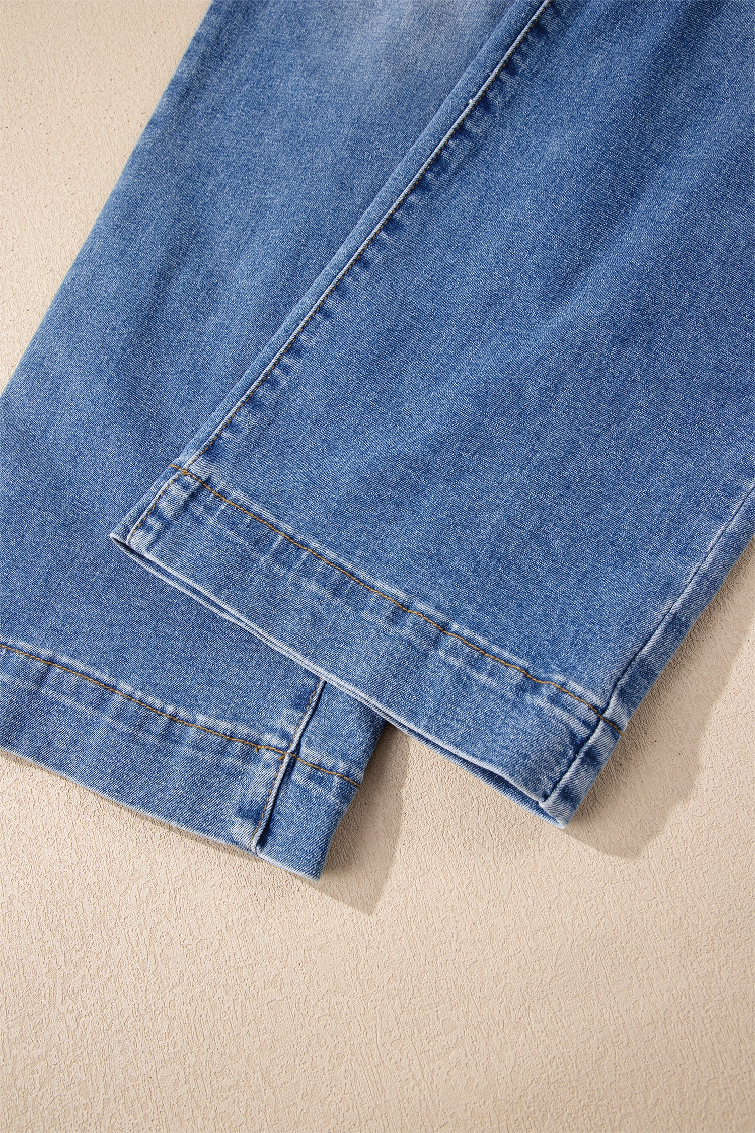 Double Button Zip Fly Straight Leg Jeans