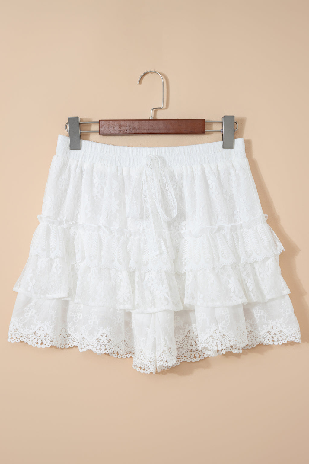 White Lace Tiered Shorts