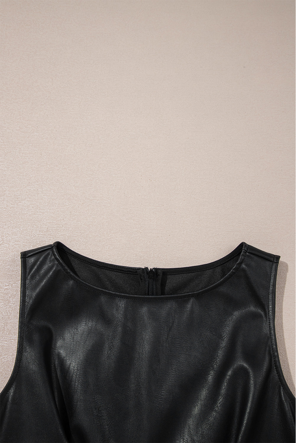 Black Vegan Leather Sleeveless Mini Dress