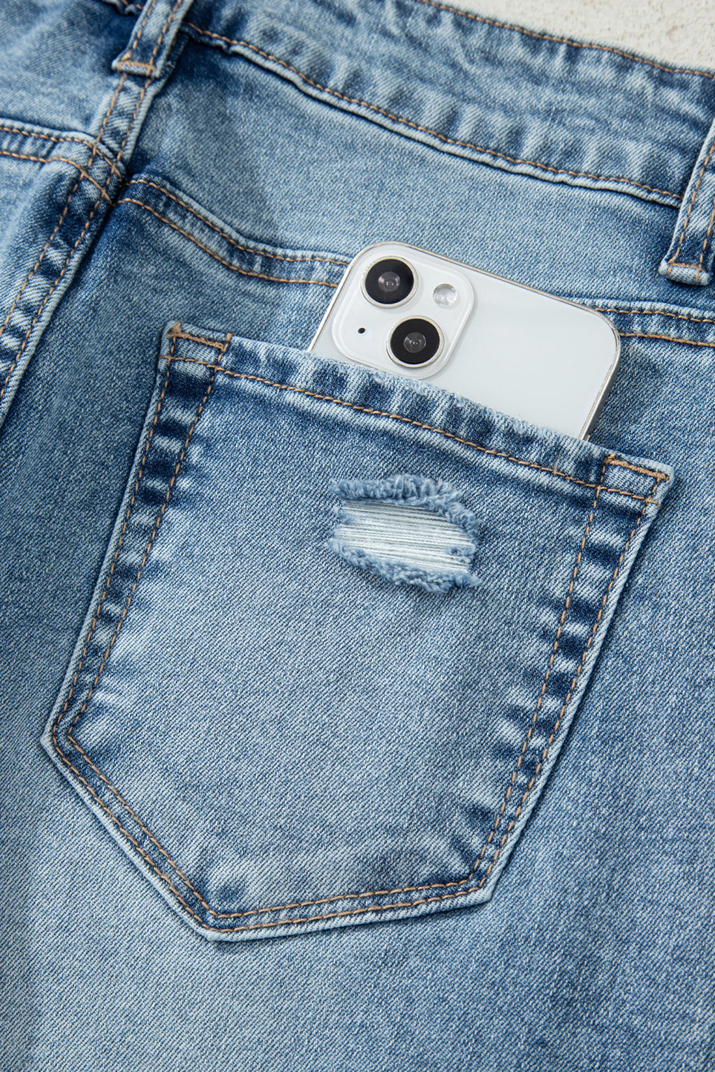 Raw Hem Ripped Flare Jeans