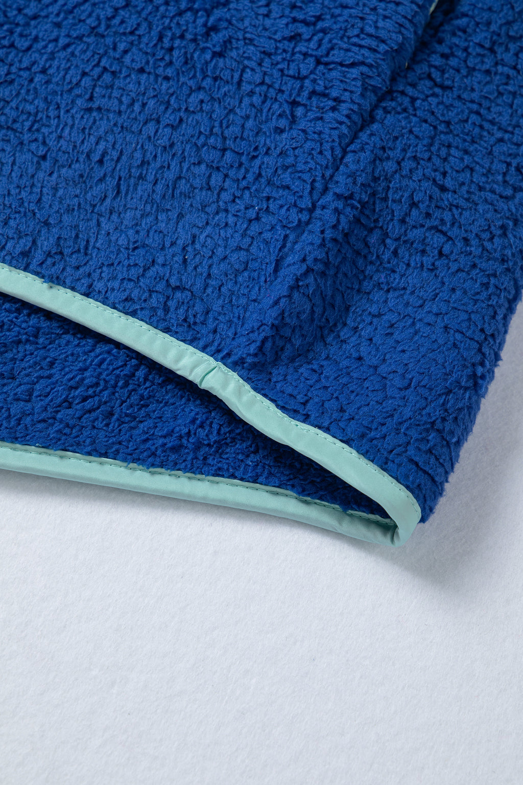 Blue Sherpa Half Zip Pullover Hoodie