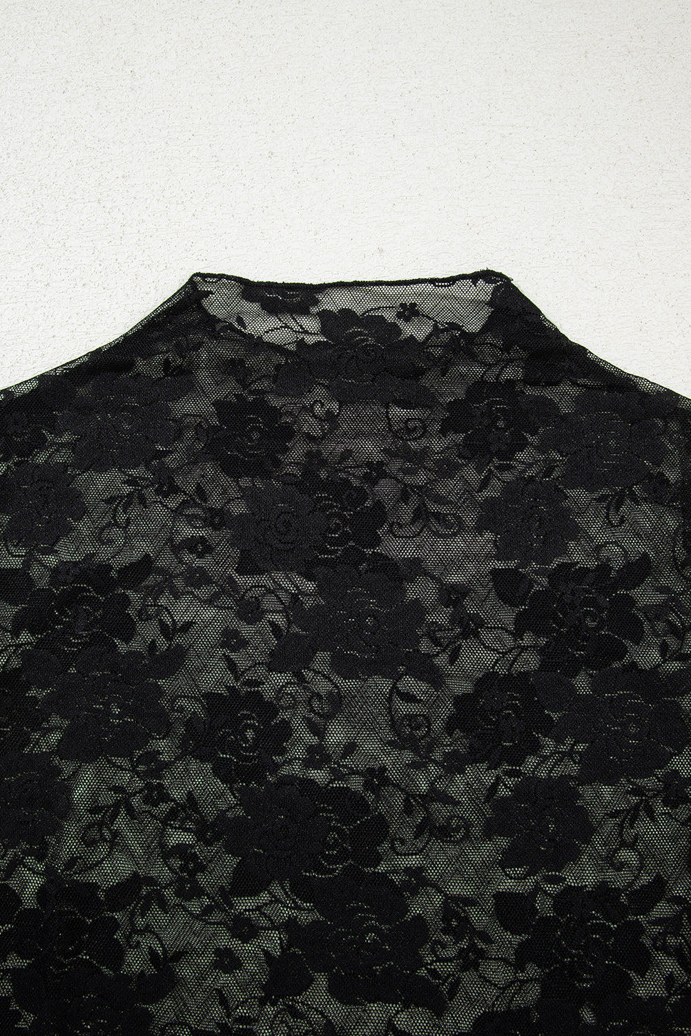 Sheer Floral Lace Mesh Long Sleeve Top