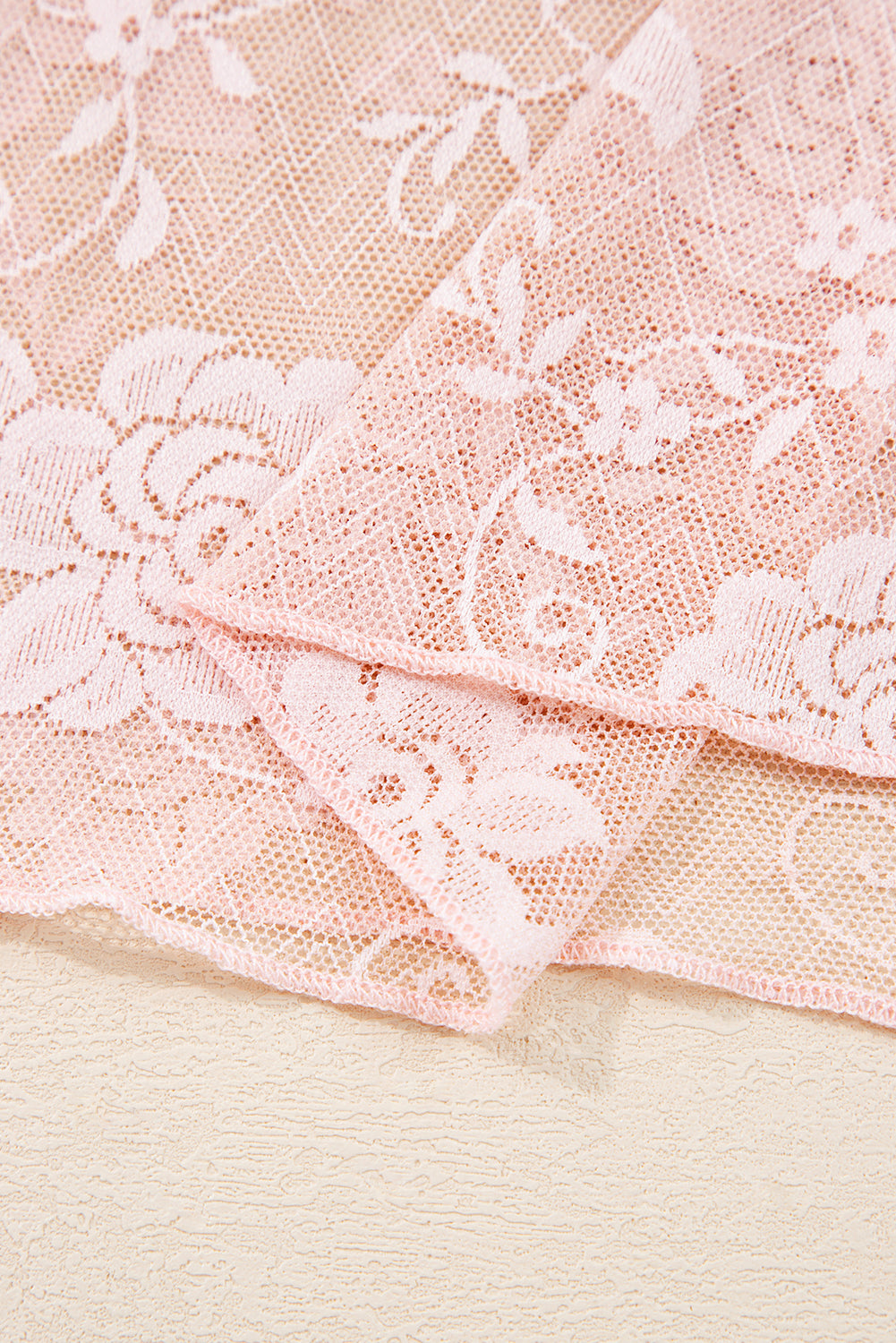 Sheer Floral Lace Mesh Long Sleeve Top