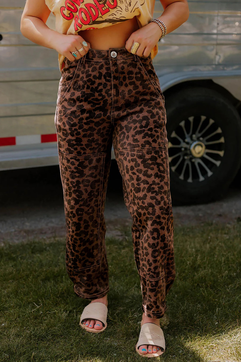 Brown Leopard Print Jeans