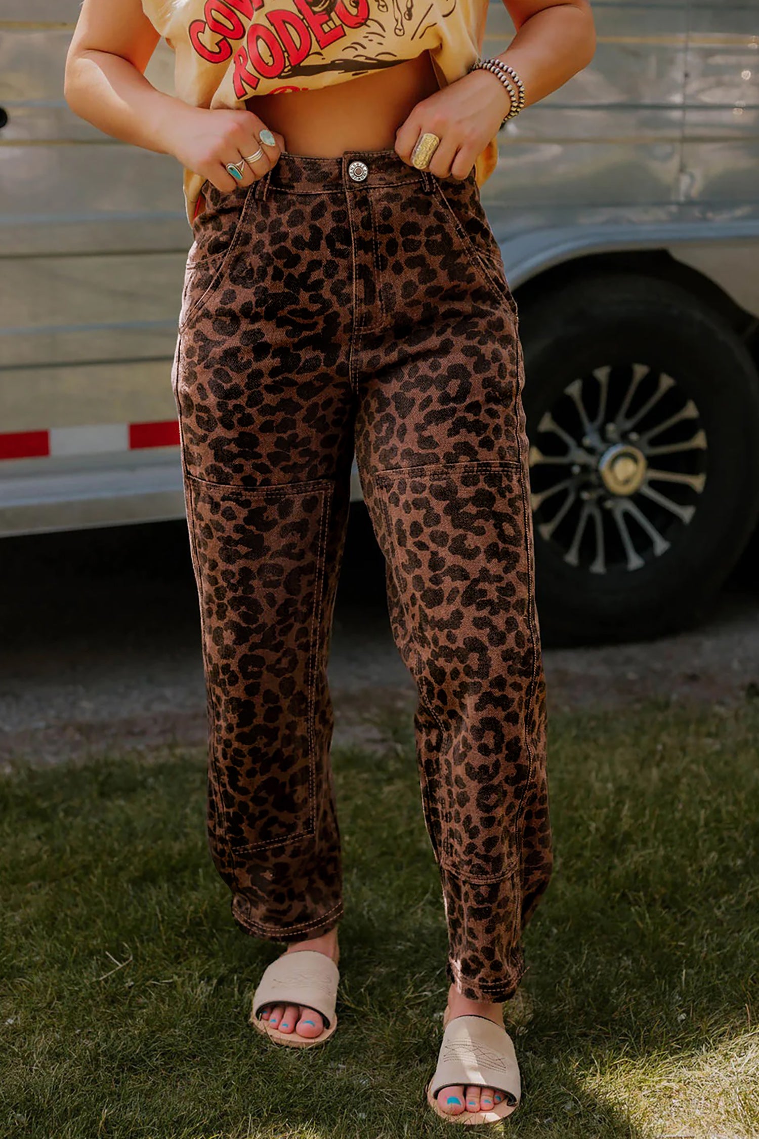 Brown Leopard Print Jeans