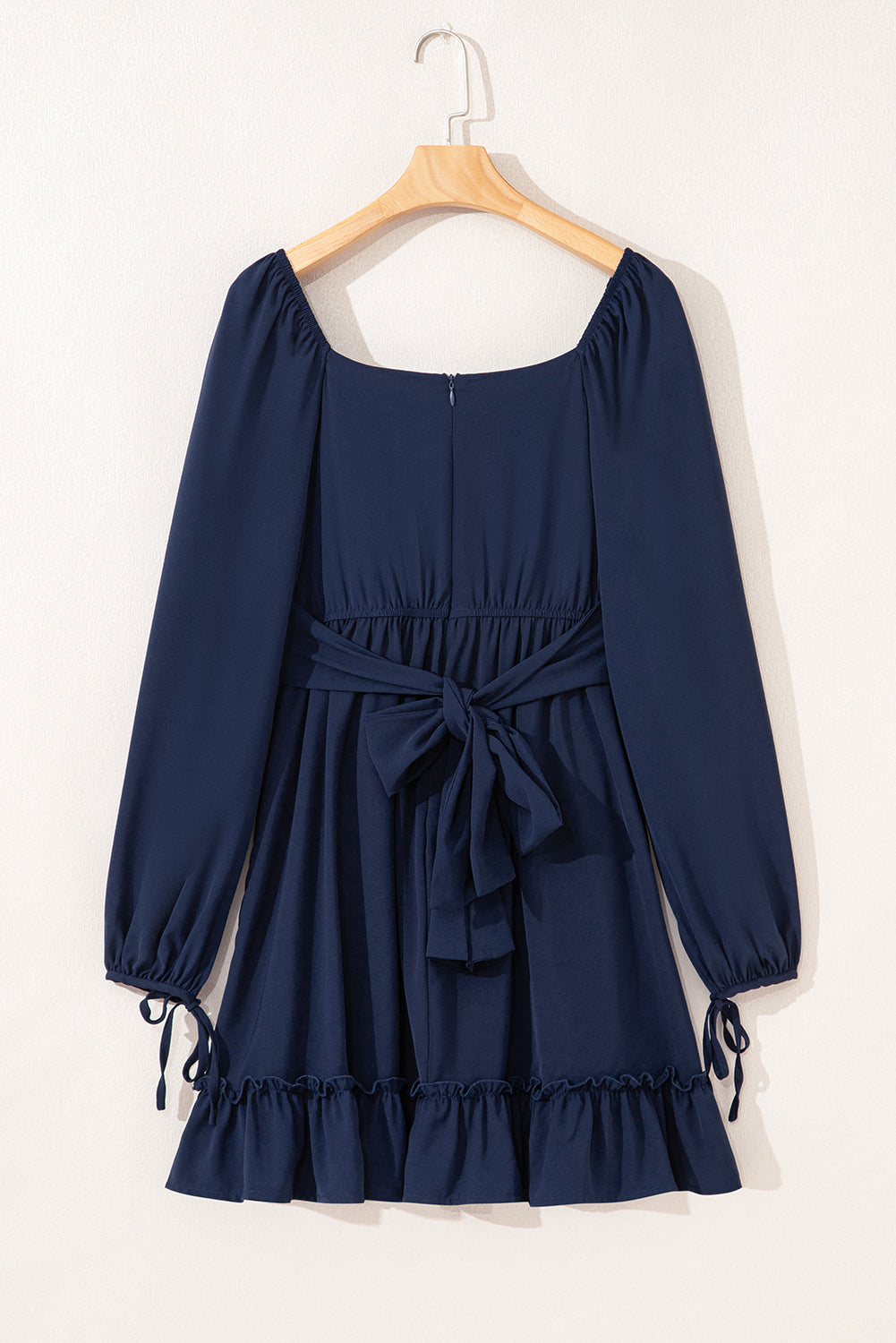 Blue Ruffled High Waist Mini Dress