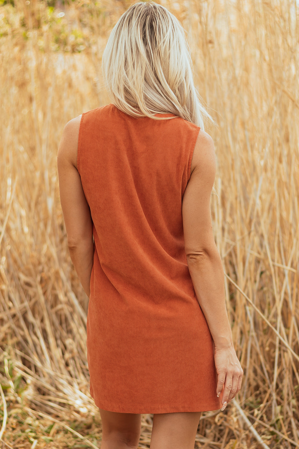 Corduroy Western Embroidered Sleeveless Mini Dress