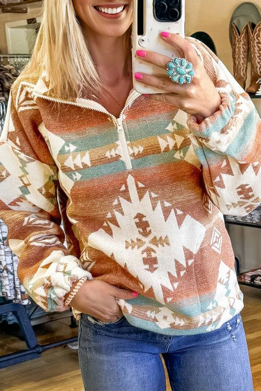 Quarter Zip Aztec Sweatshirt