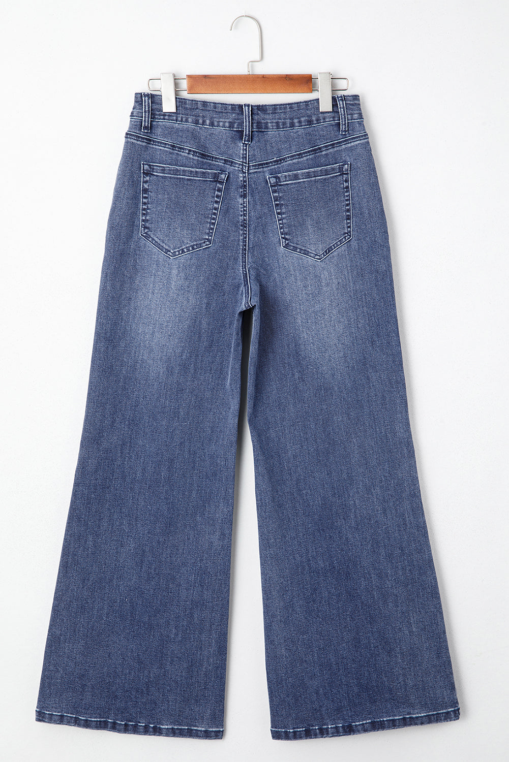 Beau Blue High Waist Button Zip Fly Bell Bottom Jeans