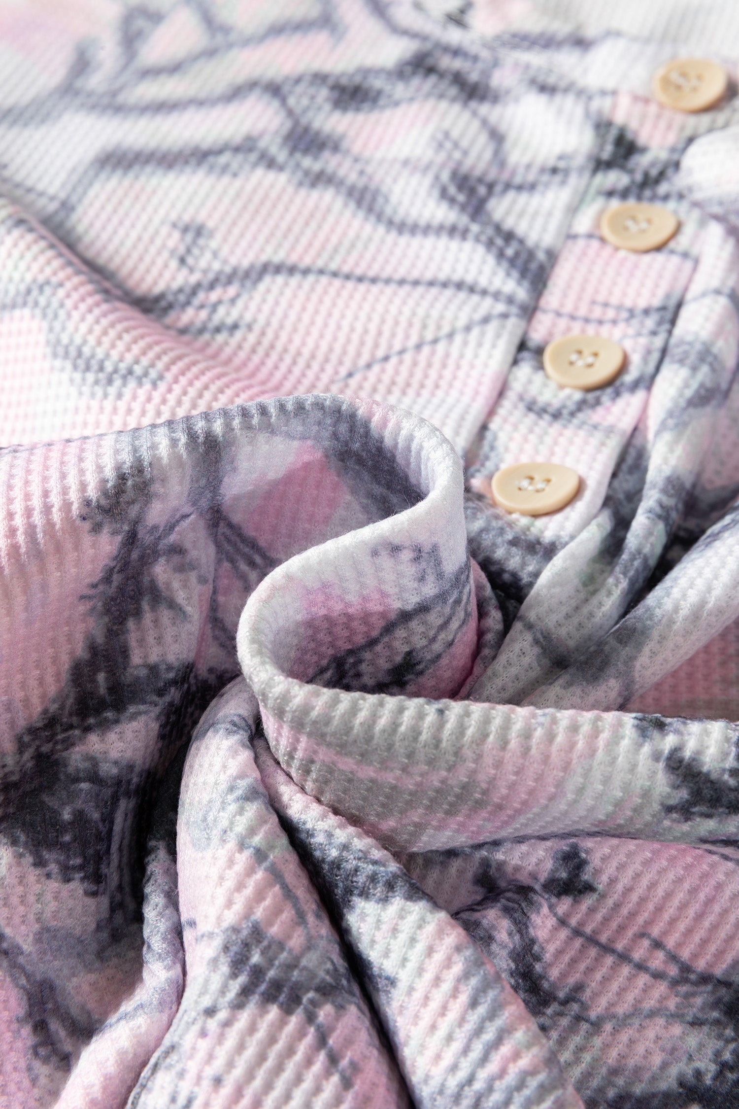 Pink Camo Henley Top and Short Set