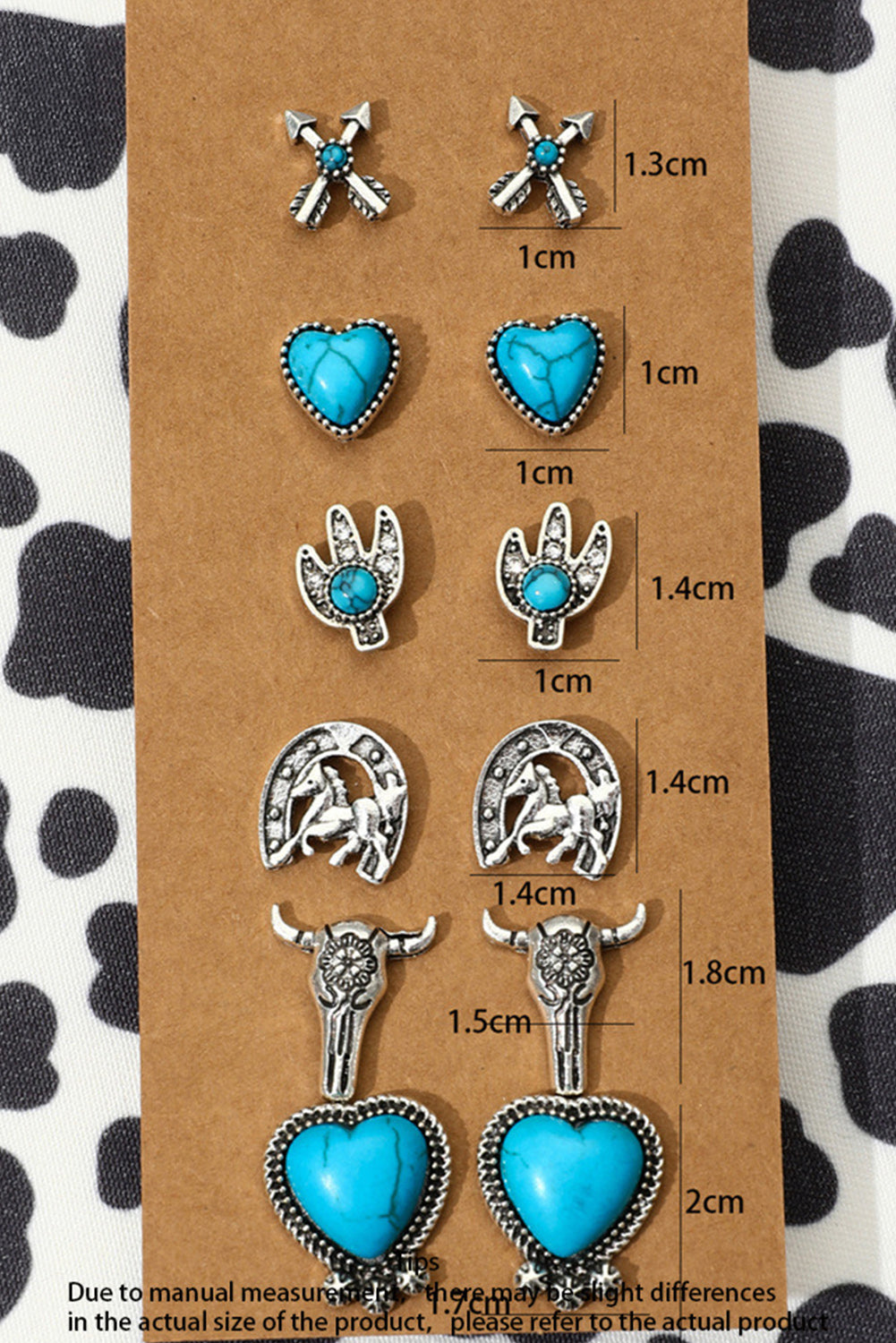 Western Turquoise Alloy Stud Earrings
