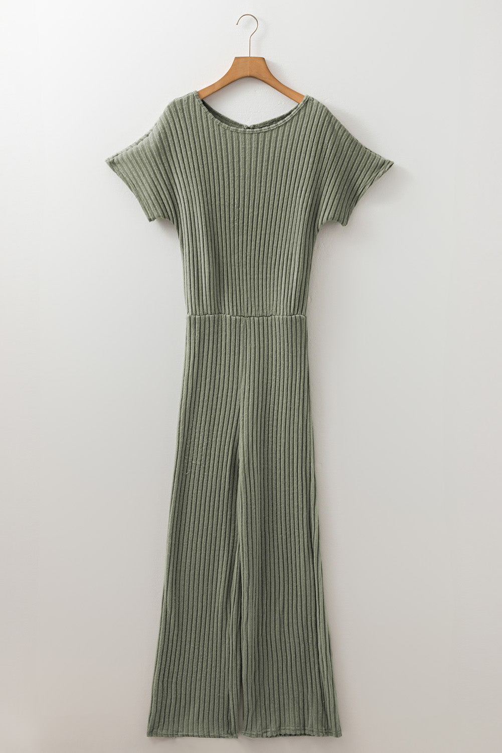Ribbed Keyhole Short Sleeve Jumpsuit