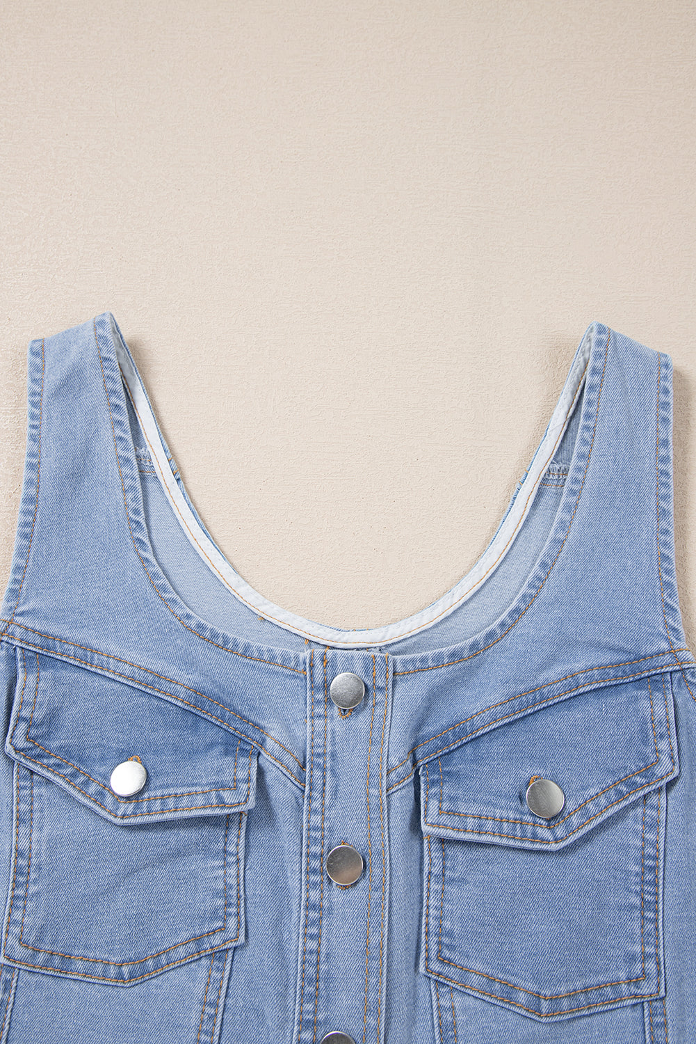 Light Wash Denim Sleeveless Mini Dress