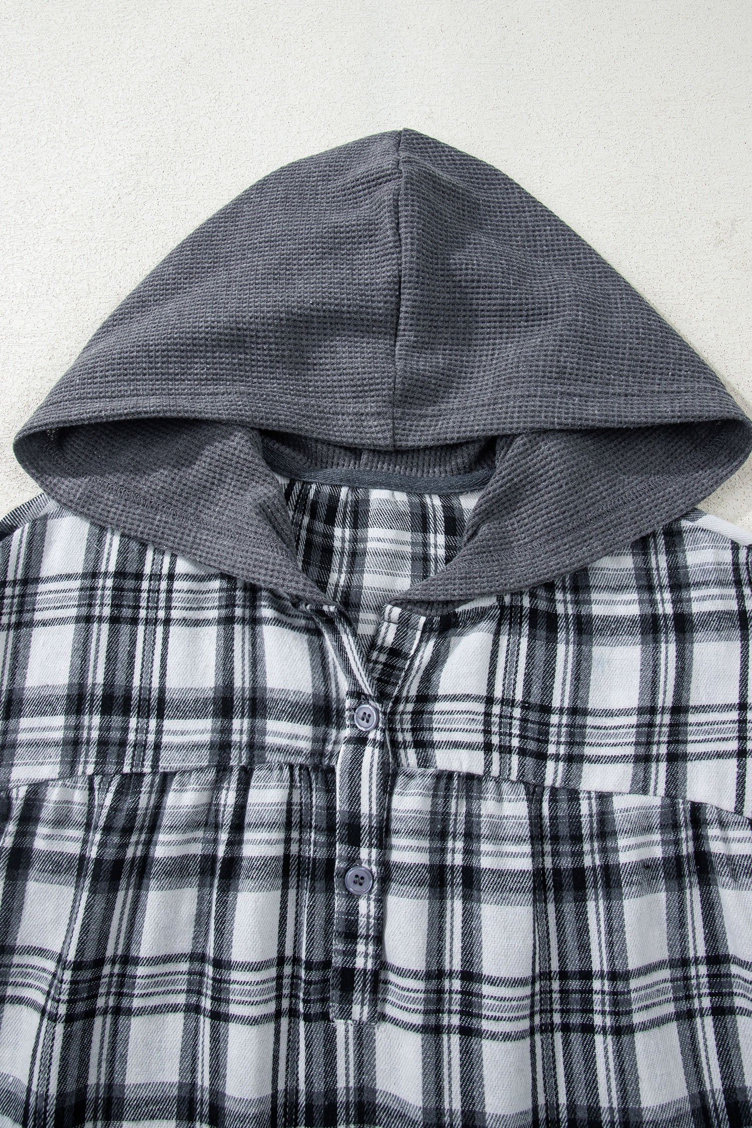 Brown Plaid Long Sleeve Hooded Sweater