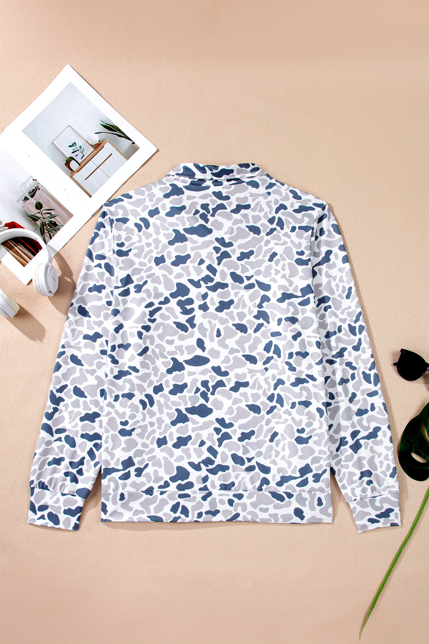 Camouflage Print Plus Pullover Sweatshirt