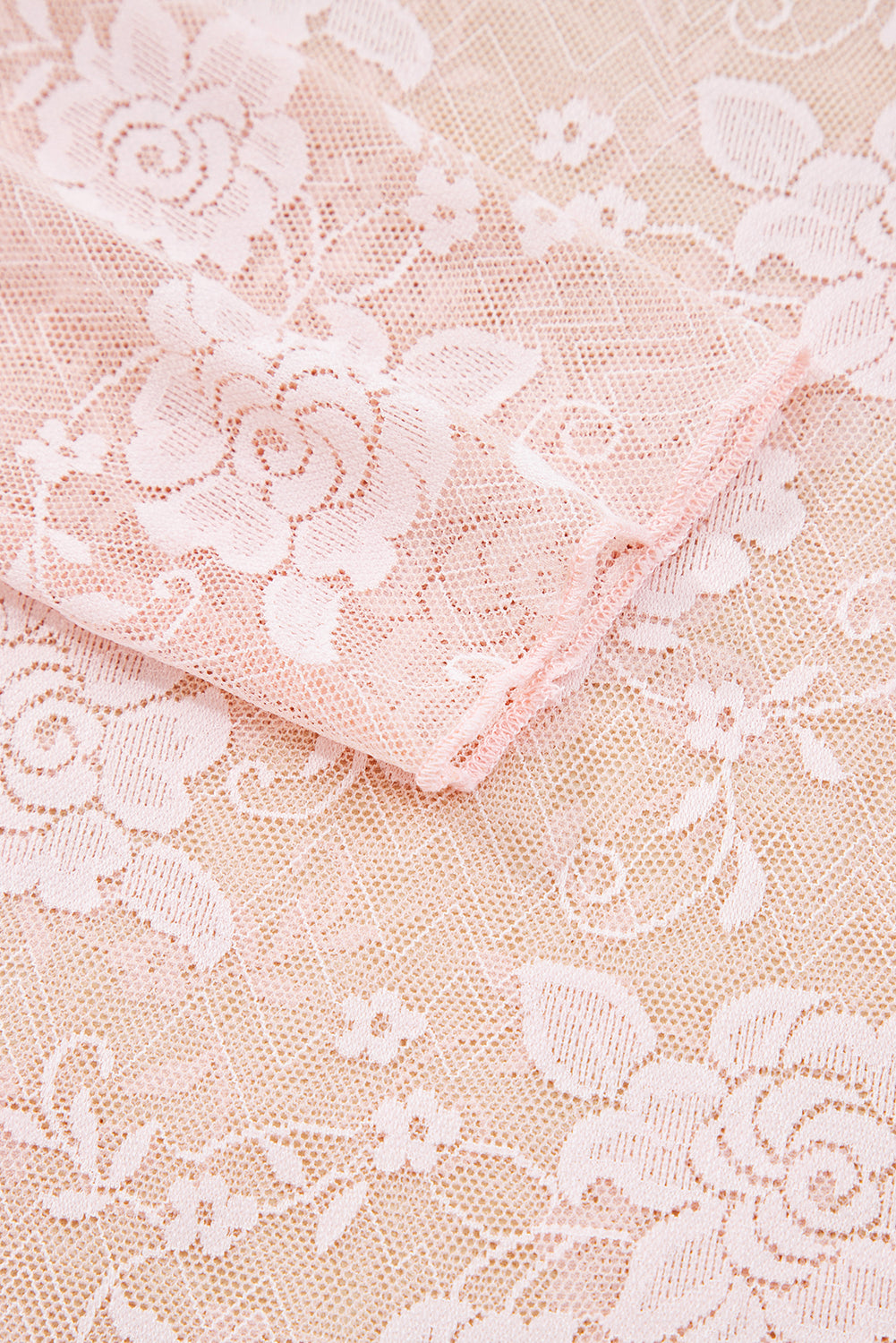 Sheer Floral Lace Mesh Long Sleeve Top