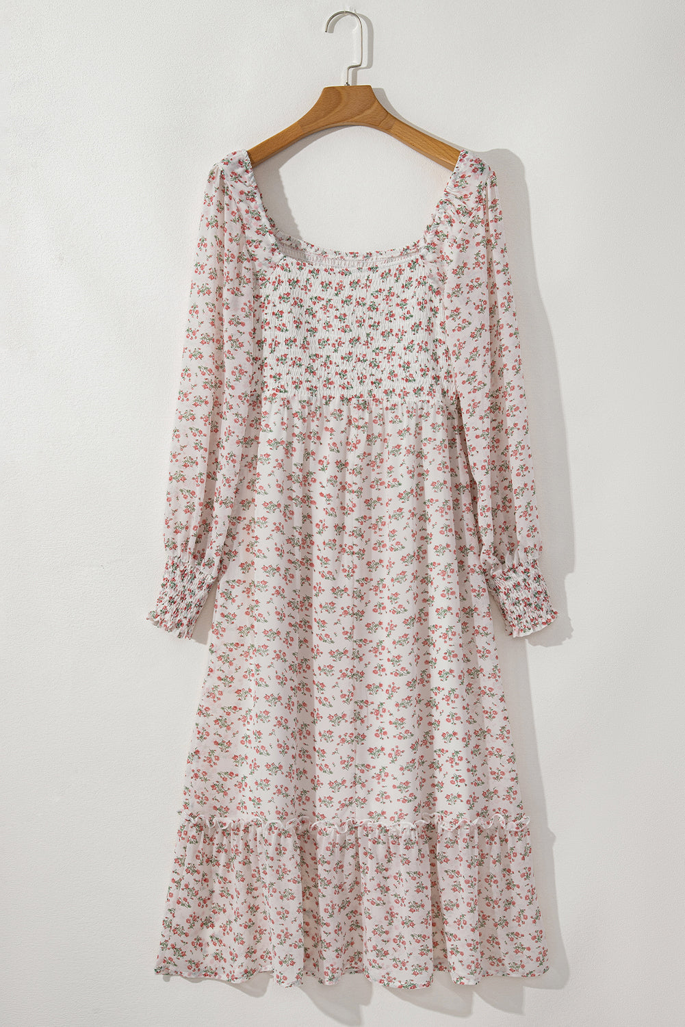 White Floral Print Dress