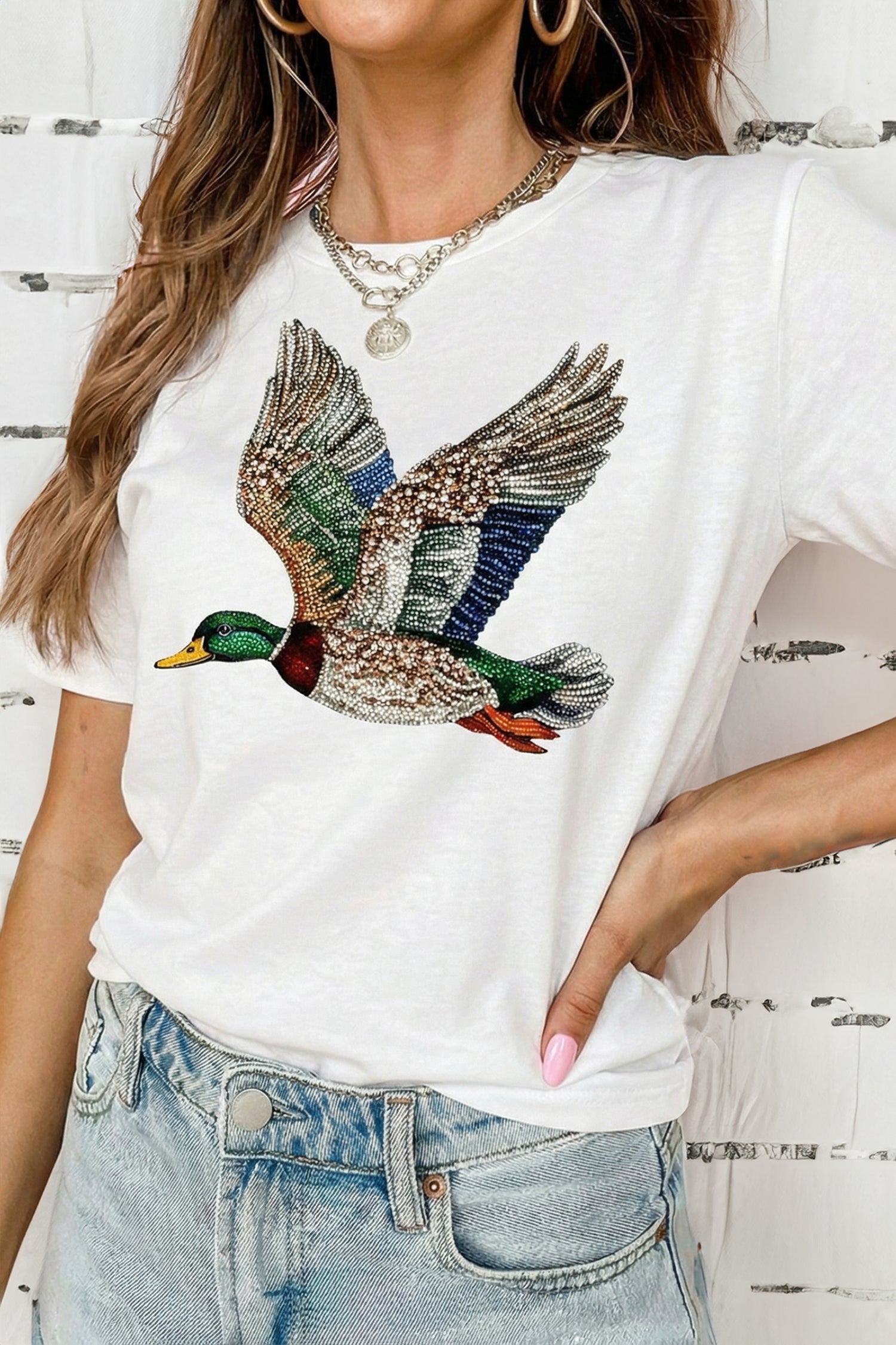 Mallard Print Crew Neck T Shirt