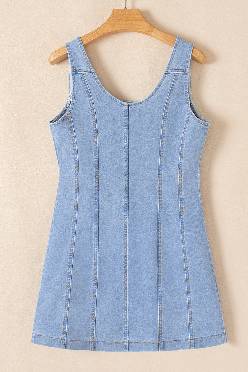 Light Wash Denim Sleeveless Mini Dress