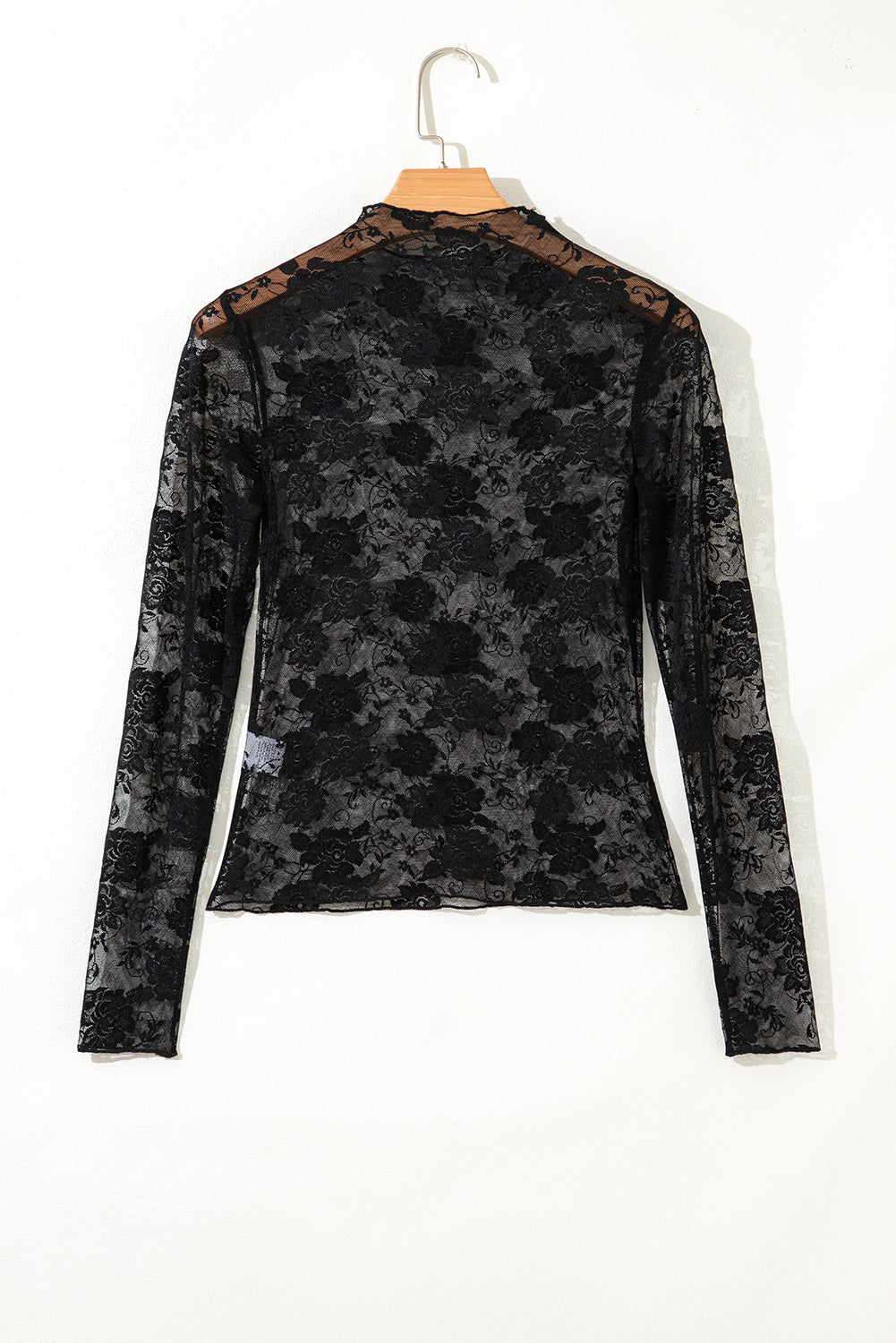 Sheer Floral Lace Mesh Long Sleeve Top