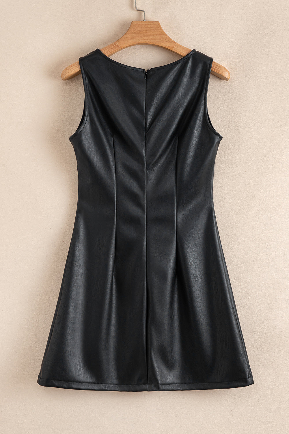 Black Vegan Leather Sleeveless Mini Dress
