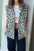 Brown Leopard Print Jacket Vest